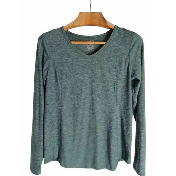 Duluth Trading Tops - Duluth Trading Womens Long Sleeve Green V Neck Tee Shirt M Armachillo Longtail